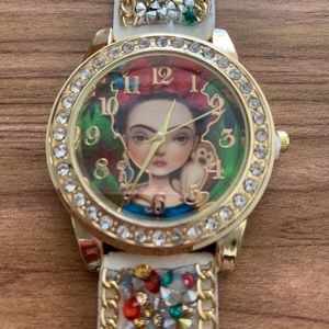New Frida Kahlo vegan leather rhinestone watch